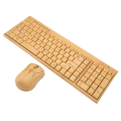 Sustainable Bamboo Wood Wireless Keyboard and Mouse Combo Gift Ready