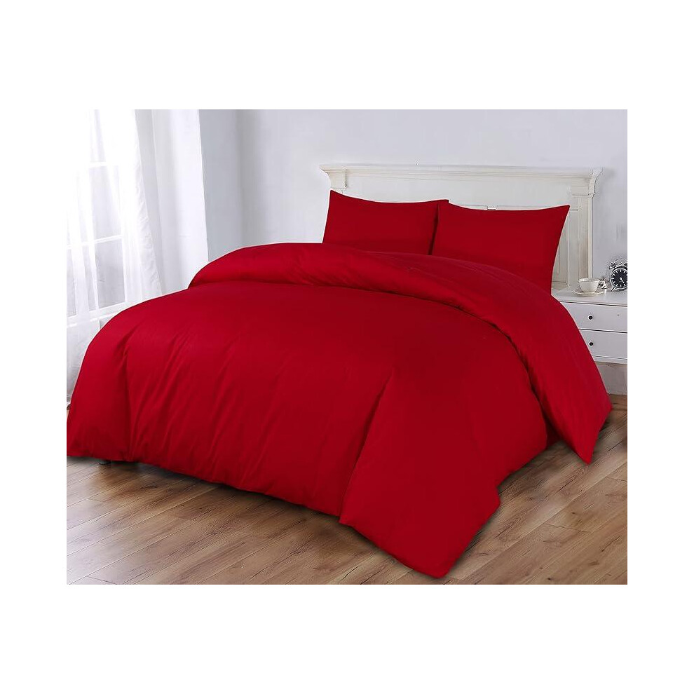 (Red, Double) Collection 100% Egyptian Cotton 300 Thread Count Duvet Cover With Pillow Case Bedding Set (Single, Black)-image-OPC-PJBCTCM-NEW