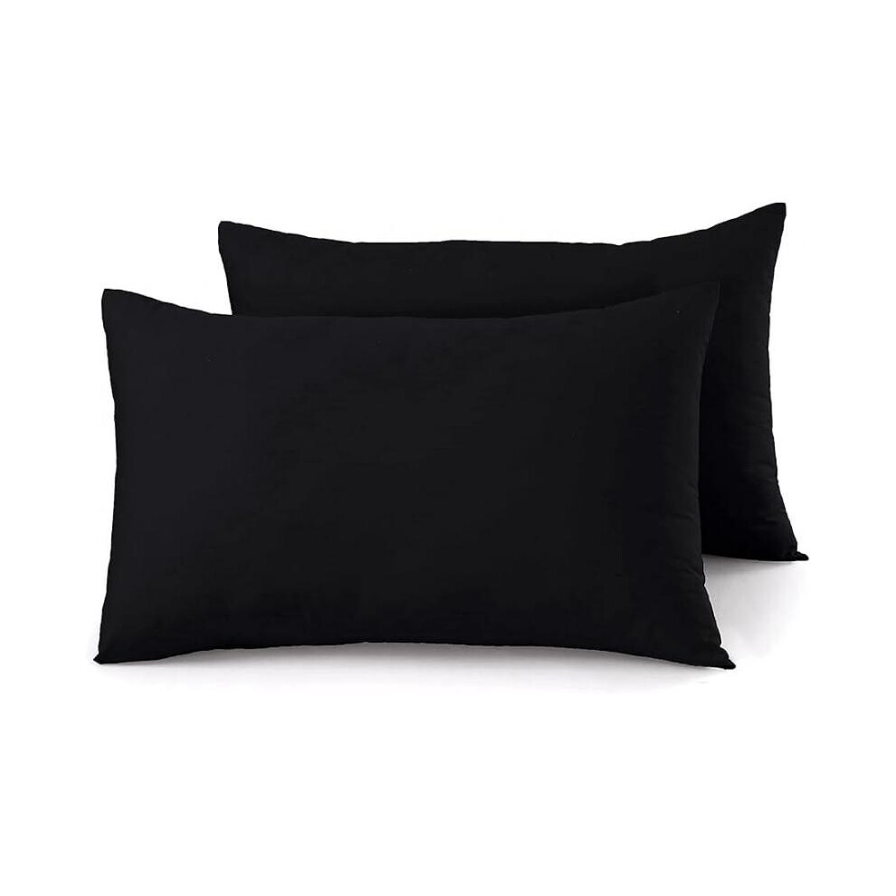 (Black, King) Collection 100% Egyptian Cotton 300 Thread Count Duvet Cover With Pillow Case Bedding Set (Single, Black)-image-OPC-PJBCTBK-NEW