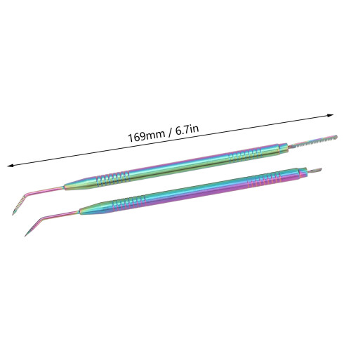 Colorful Stainless Steel Lash Applicator with Comb 2pcs Set 1