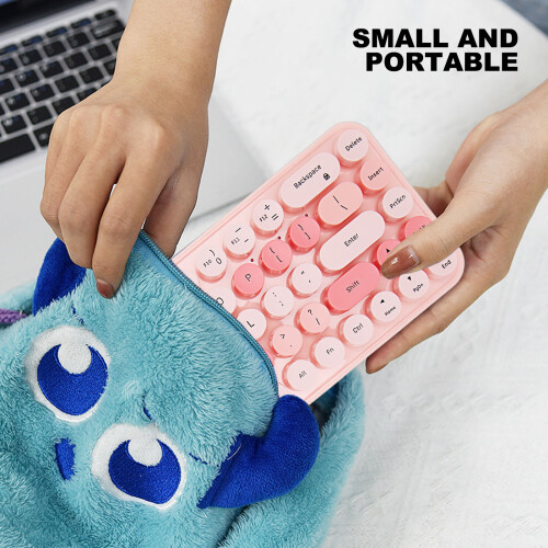 Wireless Retro Pink Keyboard Mouse Combo 68 Keycaps 3 DPI Adjust 2
