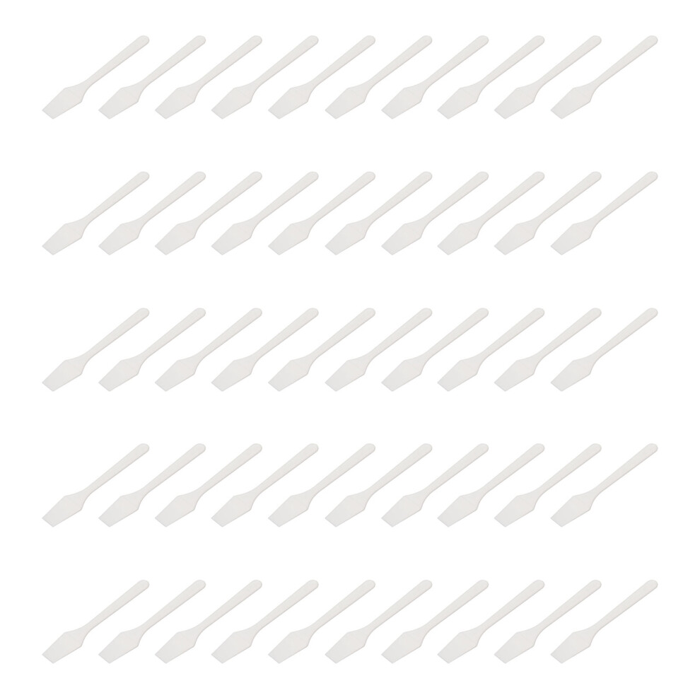 White 50Pcs Cosmetic Spoon Spatula For Creams And Nail Glue