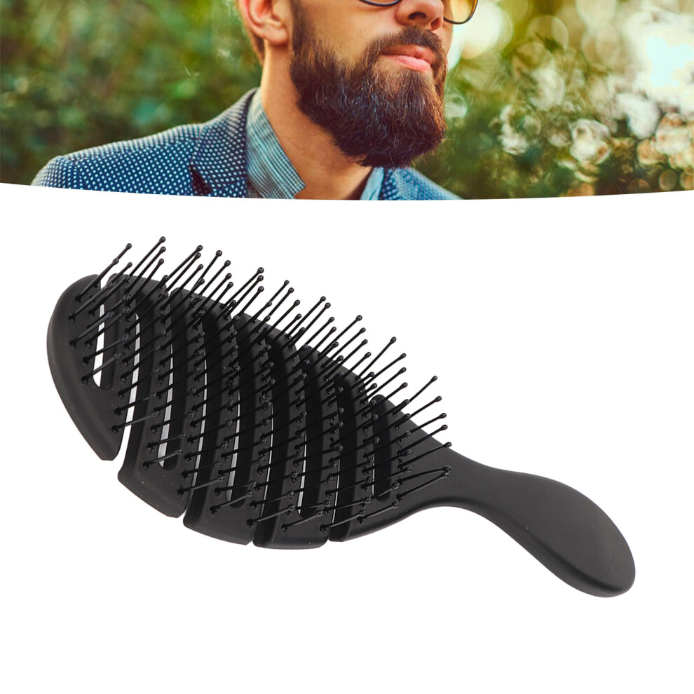 Black Hollow Design Beard Detangler Brush With Elastic Bristles