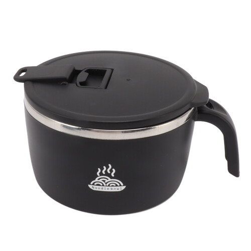 Double Layer 900ml Noodles Bowl Black - Insulated & Multi-Functional 2