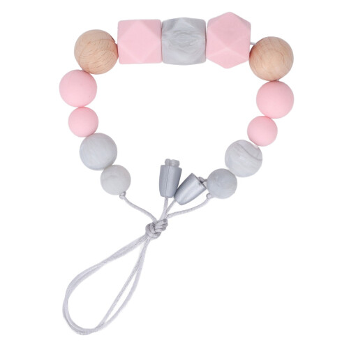 Modell: Zahnungskette Rosa Silikon-Buche-Perlen 1