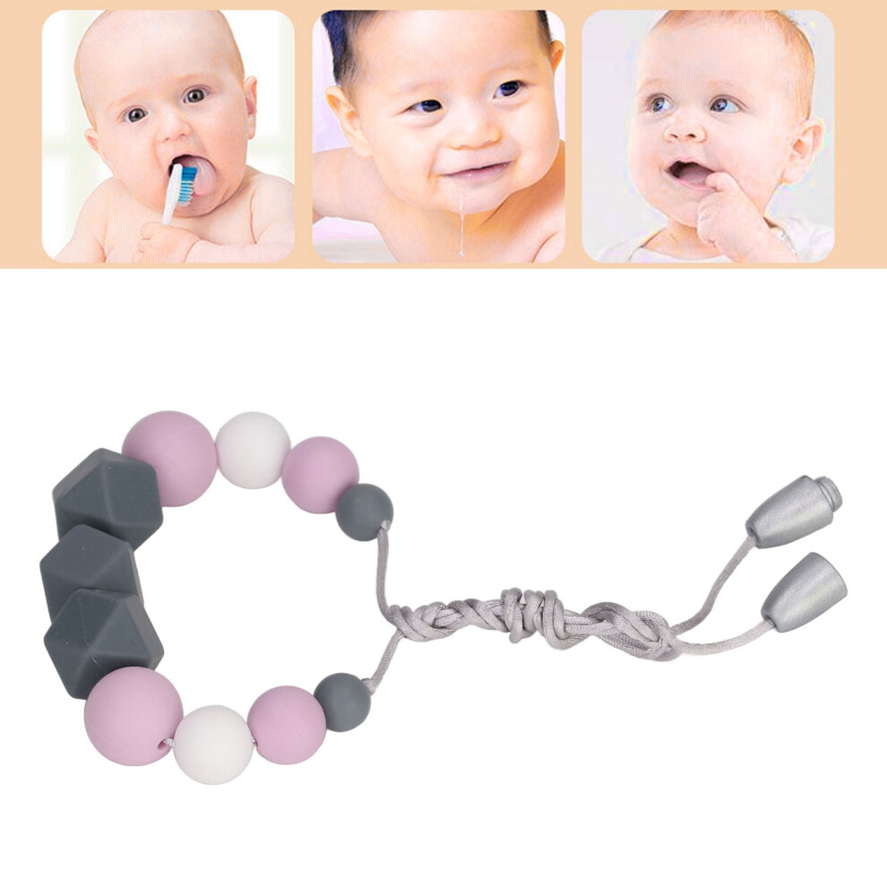 Soft Silicone Beaded Teething Necklace for Toddlers, Light Purple