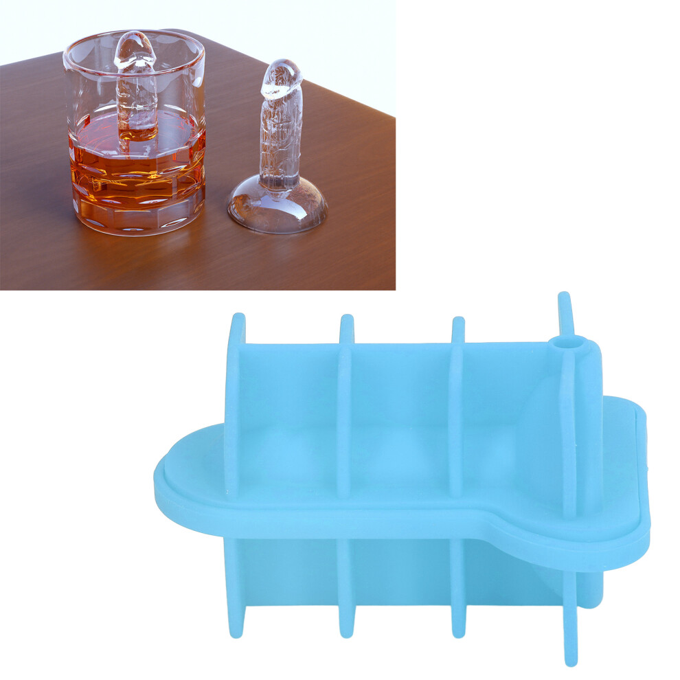 Funny Blue 3D Silicone Spoof Ice Cube Mold with Lid, 10x7.1cm