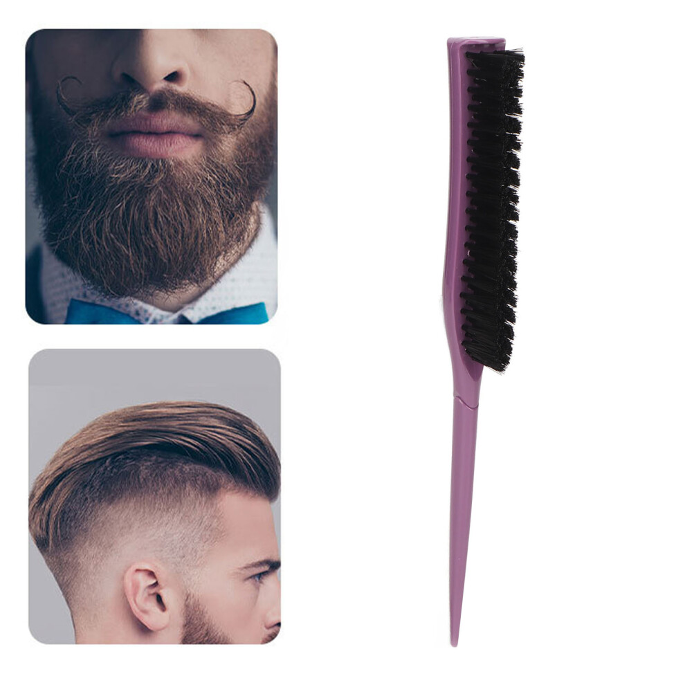 Portable Purple 3-Row Teasing Hair Brush for Beard & Salon Use