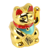 Solar Powered Lucky Cat Gold Model Perfect for Cars & Desk Decor