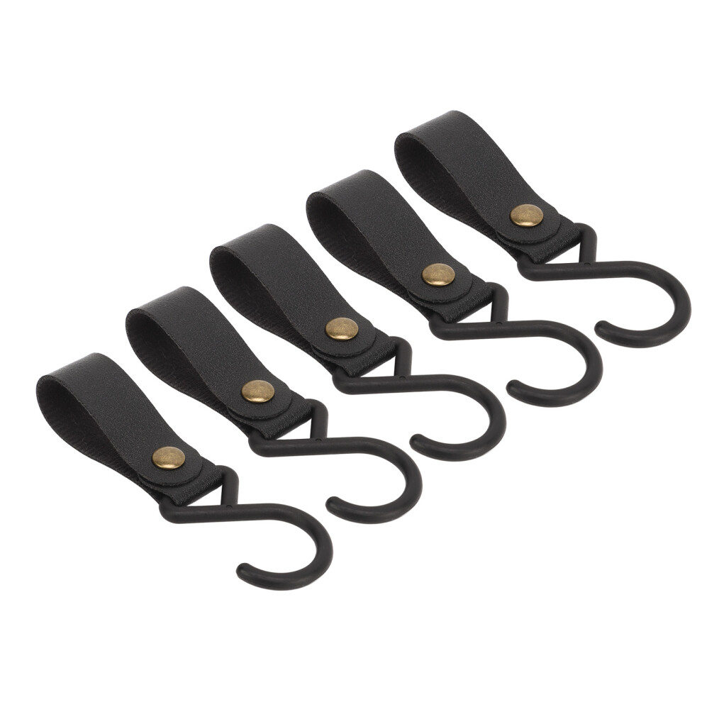 15Pcs Leather S Hooks, 7.2In Portable Camping Hangers Black 9301332361748
