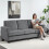 Homcom (Grey) HOMCOM 3 Seater Sofa, Fabric Sofa with USB Ports and Cup Holders 1