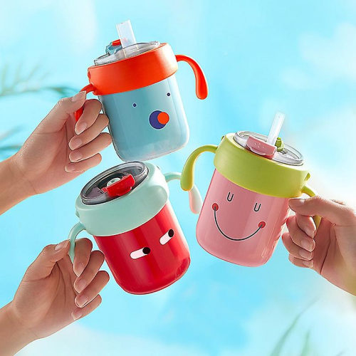 (Κόκκινο) Κύπελλο Sippy από ανοξείδωτο ατσάλι 300ml με ζυγαριά, λαβές, φορητό κ 1