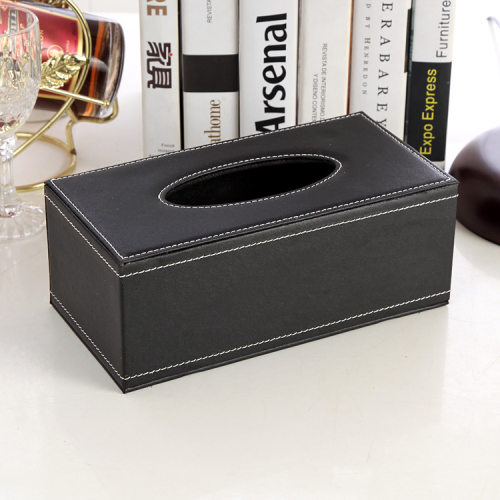 (Nero) Porta fazzoletti in pelle PU, dimensioni standard 2