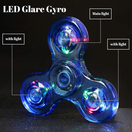 Fidget Spinners Πακέτο 5, LED Φωτιζόμενα Διαφανή Παιχνίδια Fidget, Παιχνίδια Άγχους ΔΕ 2