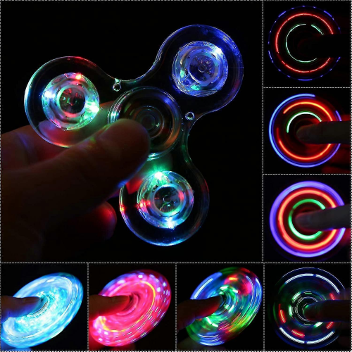 Fidget Spinners Πακέτο 5, LED Φωτιζόμενα Διαφανή Παιχνίδια Fidget, Παιχνίδια Άγχους ΔΕ 1
