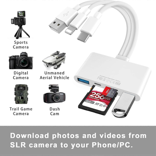 5-in-1 memory card reader, USB OTG adapter and SD card reader for USB C and USB A devices 1