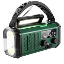 Rádio de emergência solar com manivela AM FM, rádio meteorológico, SOS, 3 modos, lâmpada de leitura
