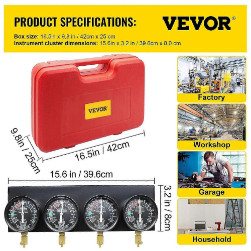 Motorcycle Fuel Vacuum Carburetor Synchronizer Carb Sync 4 Gauges Balancer Kit 1