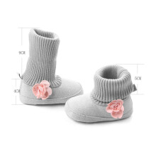 Baby Gray Cotton Knit Booties 11cm Winter Snow Boots for Boys & Girls