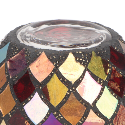 Red Mosaic Glass Tea Light Holder for Romantic Decor, Handmade 2