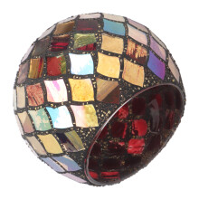 Red Mosaic Glass Tea Light Holder for Romantic Decor, Handmade