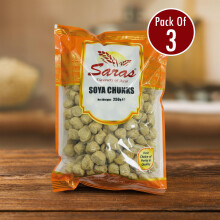 Saras Soya Chunks 250g (Pack of 3) | High Protein Meat Alternative | Plant-Based Protein