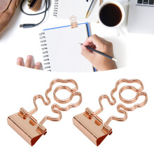 100 Pcs Mini Flower Shape Binder Clips, Strong Metal Clamps, Rose Gold