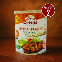 Saras Soya Tikka Punjabi 850g (Pack of 2) | Ready-to-Cook Flavoured Vegetarian Protein Snack