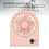 Ventilatore da tavolo USB 1000mAh Rosa Slim 3-Speed Display 12