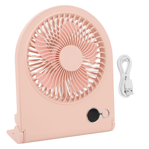 Ventilatore da tavolo USB 1000mAh Rosa Slim 3-Speed Display 1