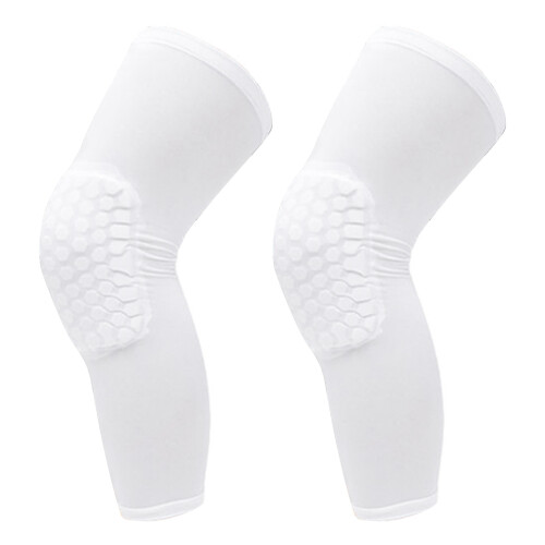 2PCS Unisex Honeycomb Knee Brace, Compression Sleeve, White, M 2