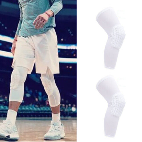 2PCS Unisex Honeycomb Knee Brace, Compression Sleeve, White, M
