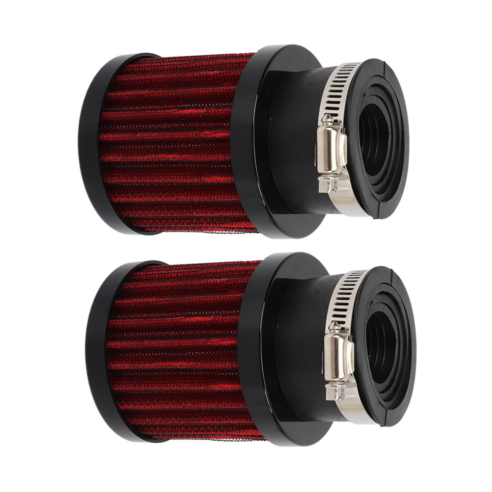2Pcs Universal Motorcycle Air Filter 28-48Mm High Efficiency Black/Red 7891332395741