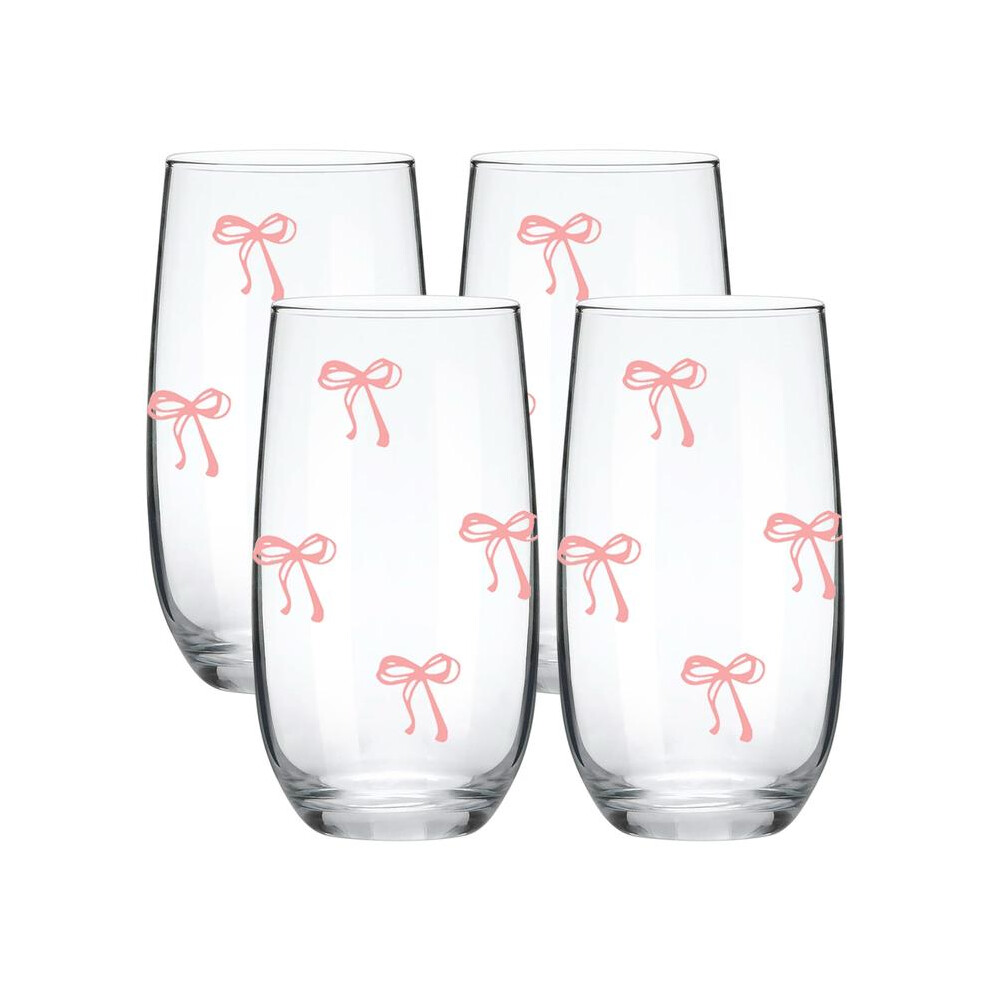(Red, 1 PACK) 17 oz Bow Pattern Highball Glasses, 1/4 Pack Tall Glass Sets, Lead-Free Crystal Glass Drinking Glasses. Water Glasses, Mojito Glass Cups