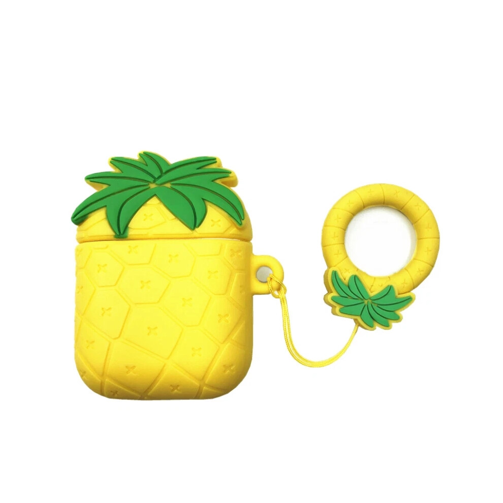 (Pineapple) 3D Cute Cartoon Silicone Protective Case Cover For Airpod Airpods 1 2 Keychain 4069369119415