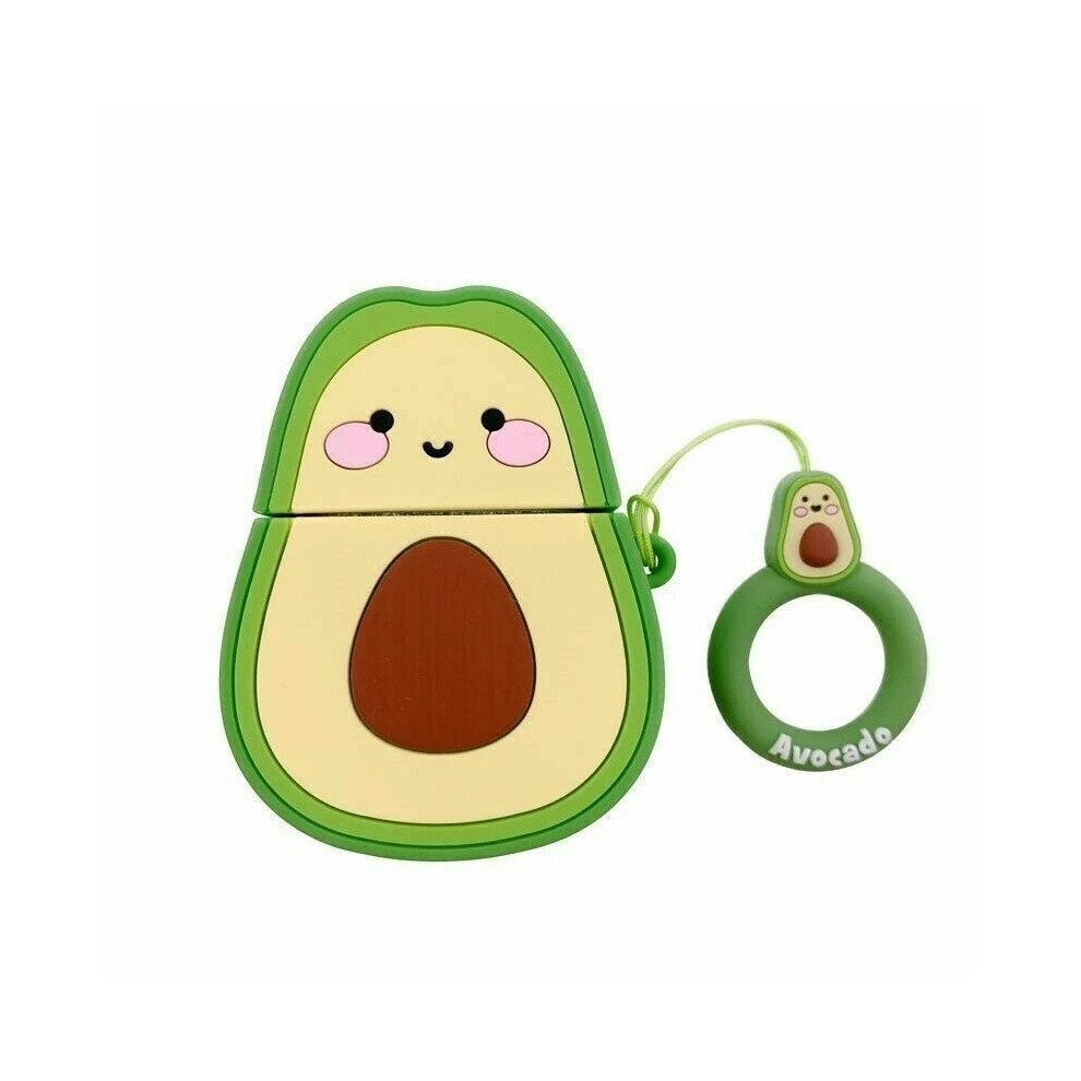 (Cute Avocado) 3D Cute Cartoon Silicone Protective Case Cover For Airpod Airpods 1 2 Keychain New 4069369119514