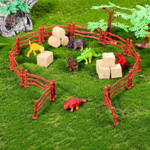 Toy Fence Set with 12 Mini Hay Bales & 50 Animal Panels, Plastic & Beech Wood