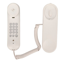 Weißes Wandtelefon mit Schnur, Wahlwiederholung & Stummschaltung