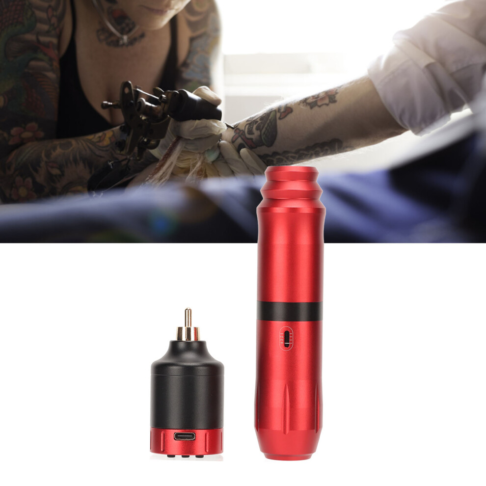 Red 1300Mah Rotary Tattoo Pen Machine Lcd Rca Finish