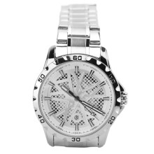 Orologio da uomo al quarzo in argento, quadrante 45,5 mm, cinturino 220 mm, 15 mAh