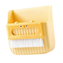 Kleines Besen- und Kehrschaufel-Set, süßer Bär, Mehrzweck, kompakte Tischbroom-Kit, Reinigungswerkzeug für Schreibtisch, Tastatur, Gelb