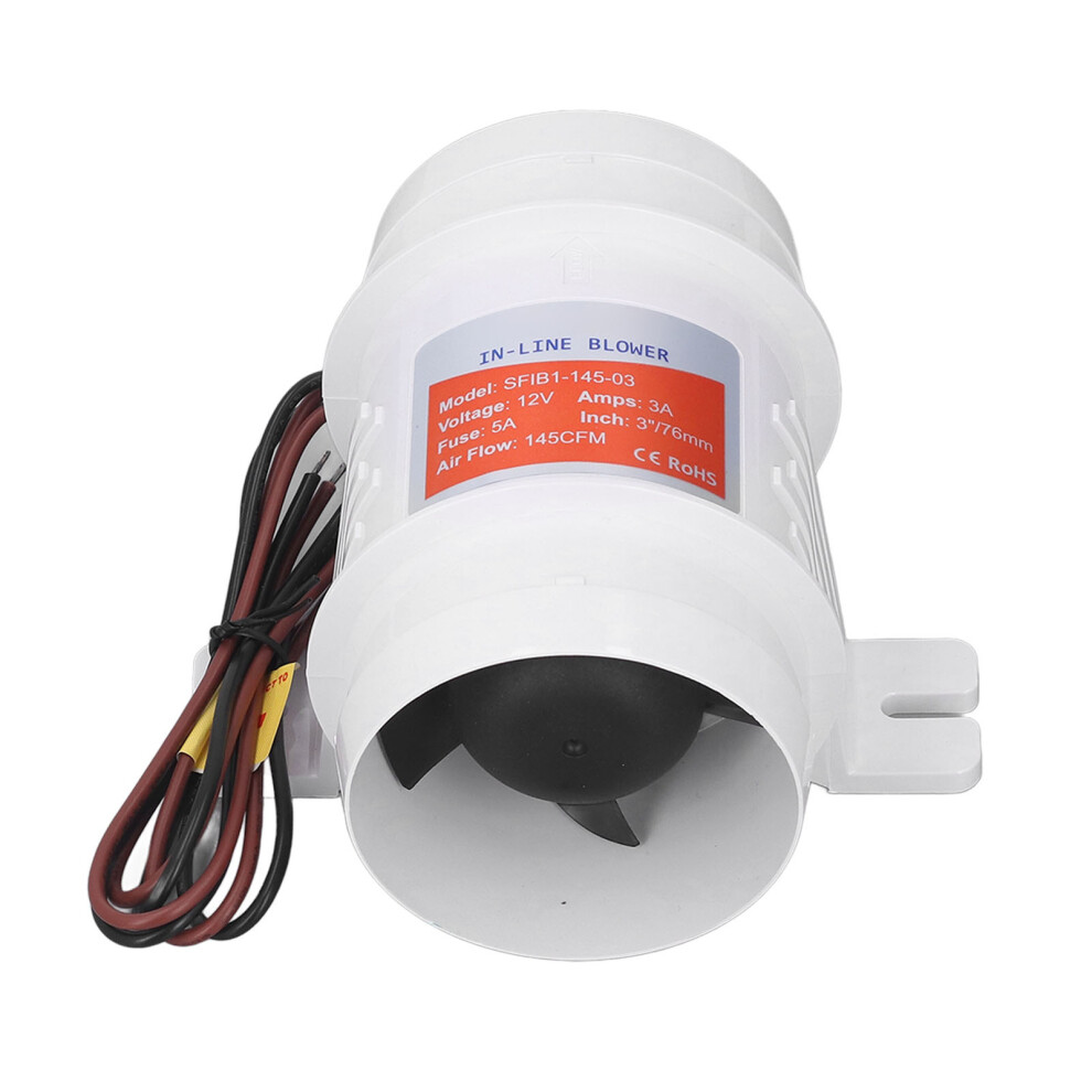 3In In Line Air Blower 145Cfm 12V For Marine Boat Rv Yachts 7891332409516