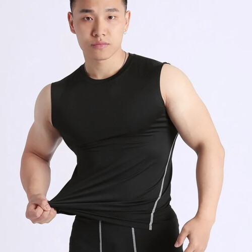 Herren-Bodybuilding-Tanktop, Größe M, Schwarz, Polyester 2