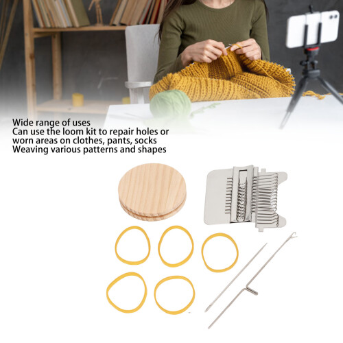 Piccolo telaio per tessitura, kit portatile per rammendo con 12 spilli 2