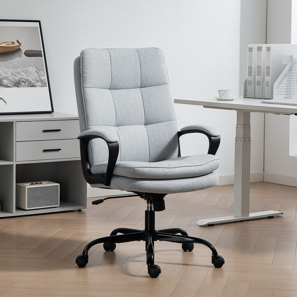 Homcom (Grey) Fabric Office Chair, Computer Desk Chair Grey