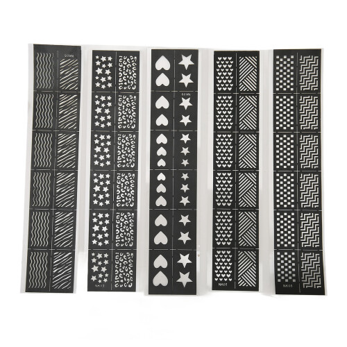 UV Gel Acrylic Nail Stencils - 5 Assorted Pattern Templates Included 1