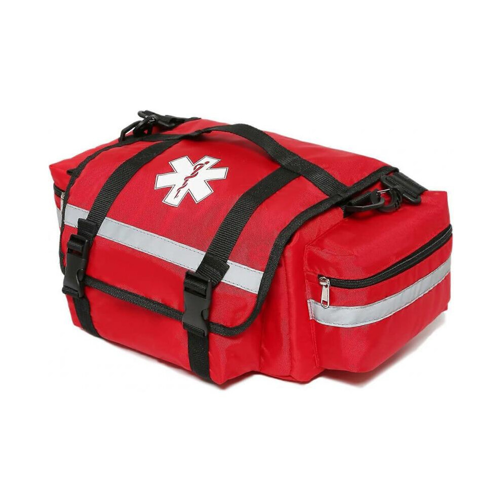 First Aid Bag Empty Trauma Medical Bag for Emergency First Responder Bag Organizer EMS EMT Shoulder Carry Bag 17.7 x12 x7.5 Red,Bag only