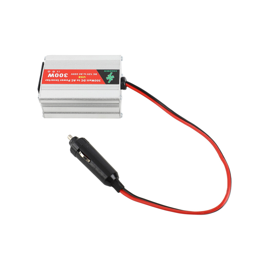 Portable 300W Car Inverter Dc12v To Ac220v With Battery Clip, Silver 8151332417133