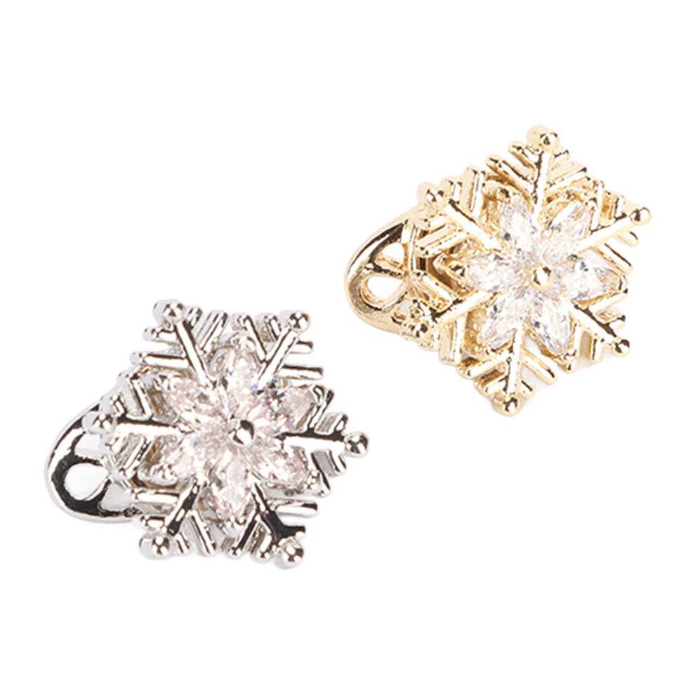 Gold/Silver Snowflake 3D Nail Decor 2Pcs Rotatable Zircon Shiny