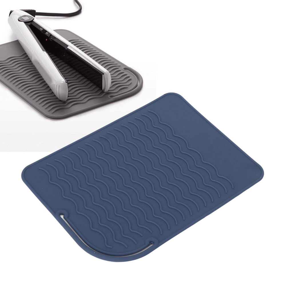Blue Flexible Silicone Heat Insulation Mat Corrugated Pattern Anti Skid Durable